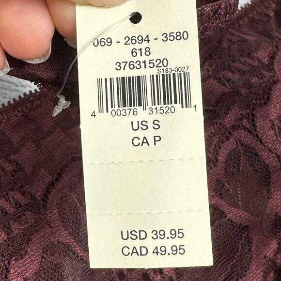 Aerie Holiday Burgundy Best Lace Waffle Longline Bralette Size Small - Picture 14 of 14